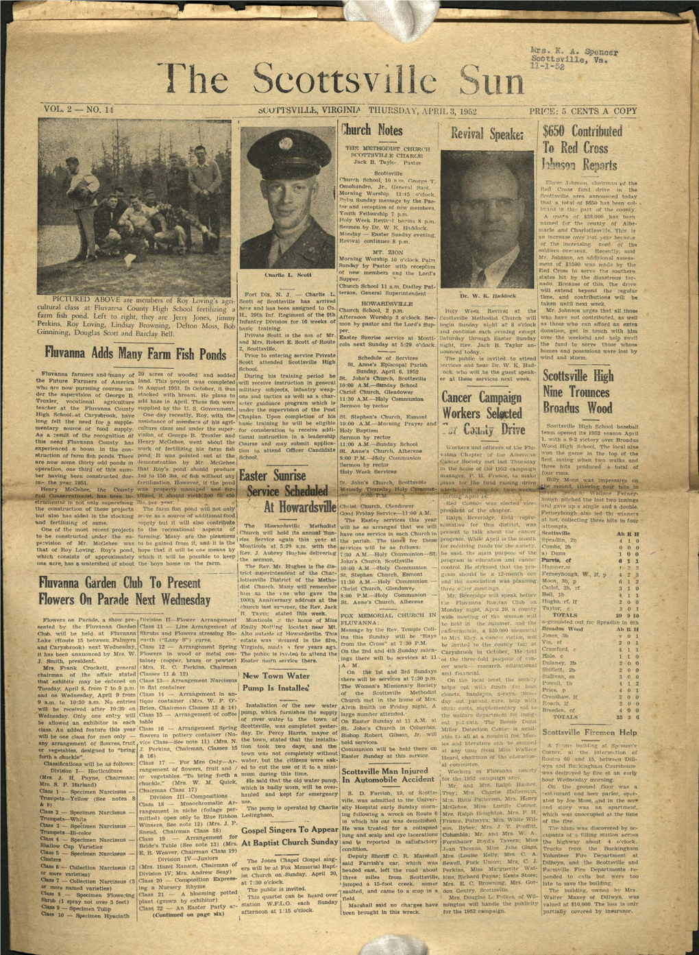 Scottsville Sun, 03 April 1952