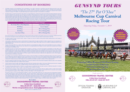 Melbourne Cup Carnival Racing Tour Departing Friday