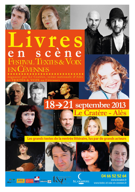 Festival TEXTES & VOIX En Cévennes 2013 Livres En Scène