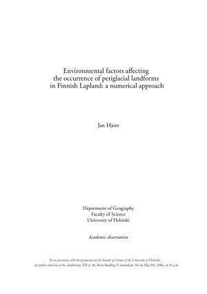Environmental Factors Affecting the Occurence of Periglacial