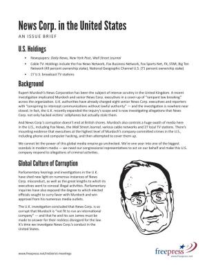 News Corp. in the United States an ISSUE BRIEF U.S