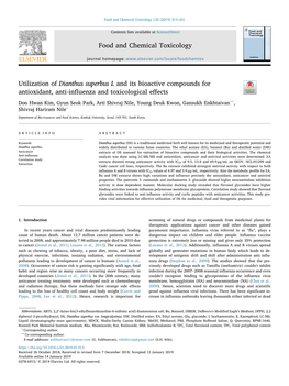 Utilization of Dianthus Superbus L and Its Bioactive Compounds for Antioxidant, Anti-Inﬂuenza and Toxicological Eﬀects T