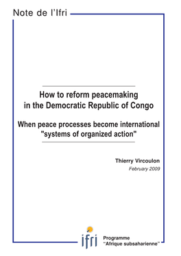 How to Reform Peacemaking in the Democratic Republic of Congo