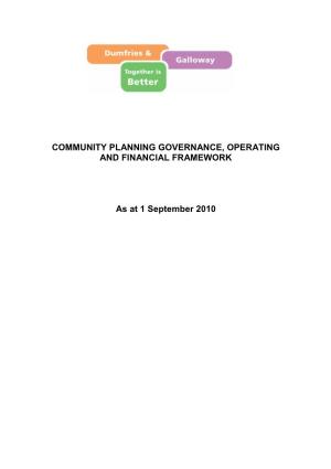 Community Planning Governance, Operating and Financial Framework