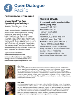 International Two-Year Open Dialogue Training – Seattle, Washington