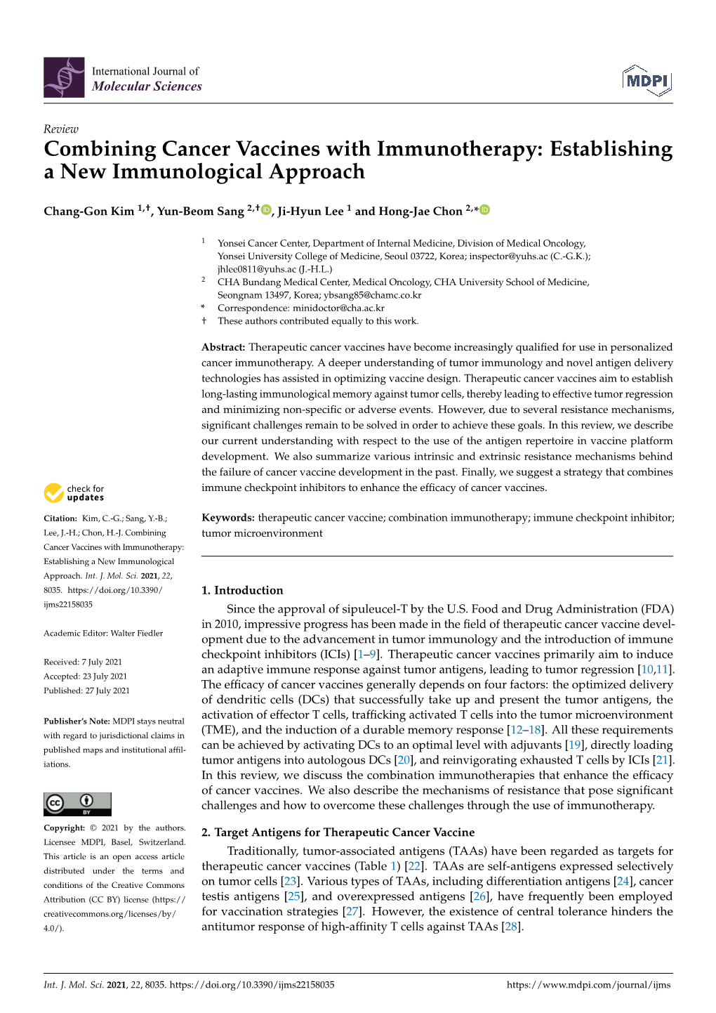 Combining Cancer Vaccines with Immunotherapy: Establishing a New Immunological Approach