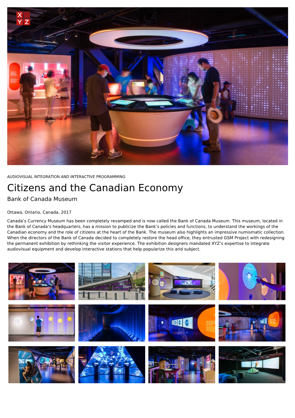 Bank of Canada Museum | AV Integration and Programming | XYZ Cultural Technology
