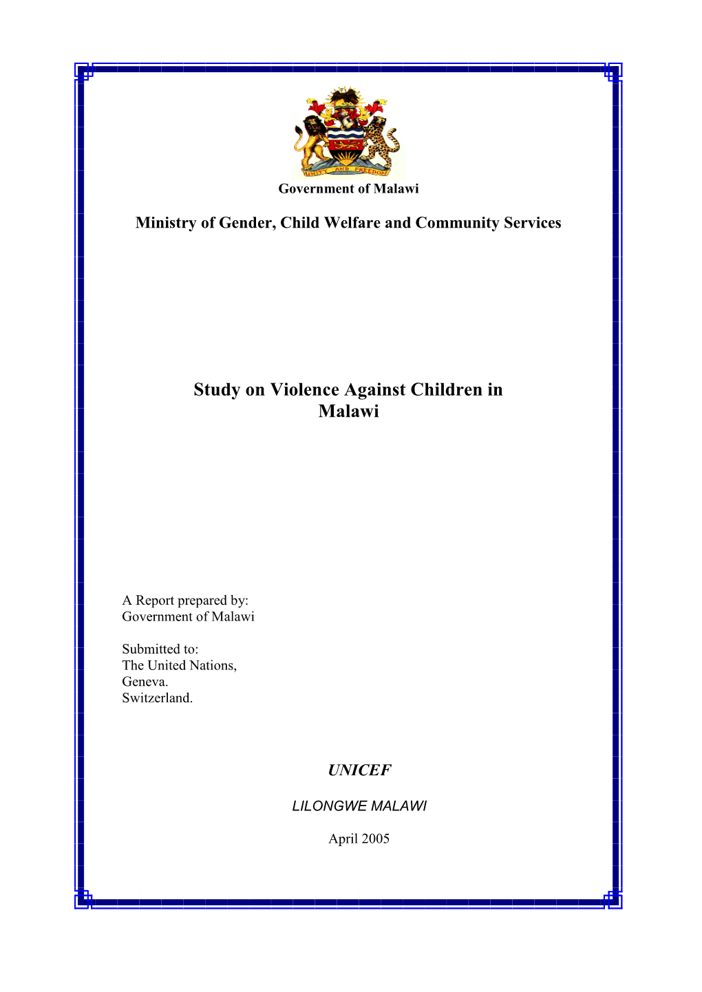 Study on Violence Against Children in Malawi