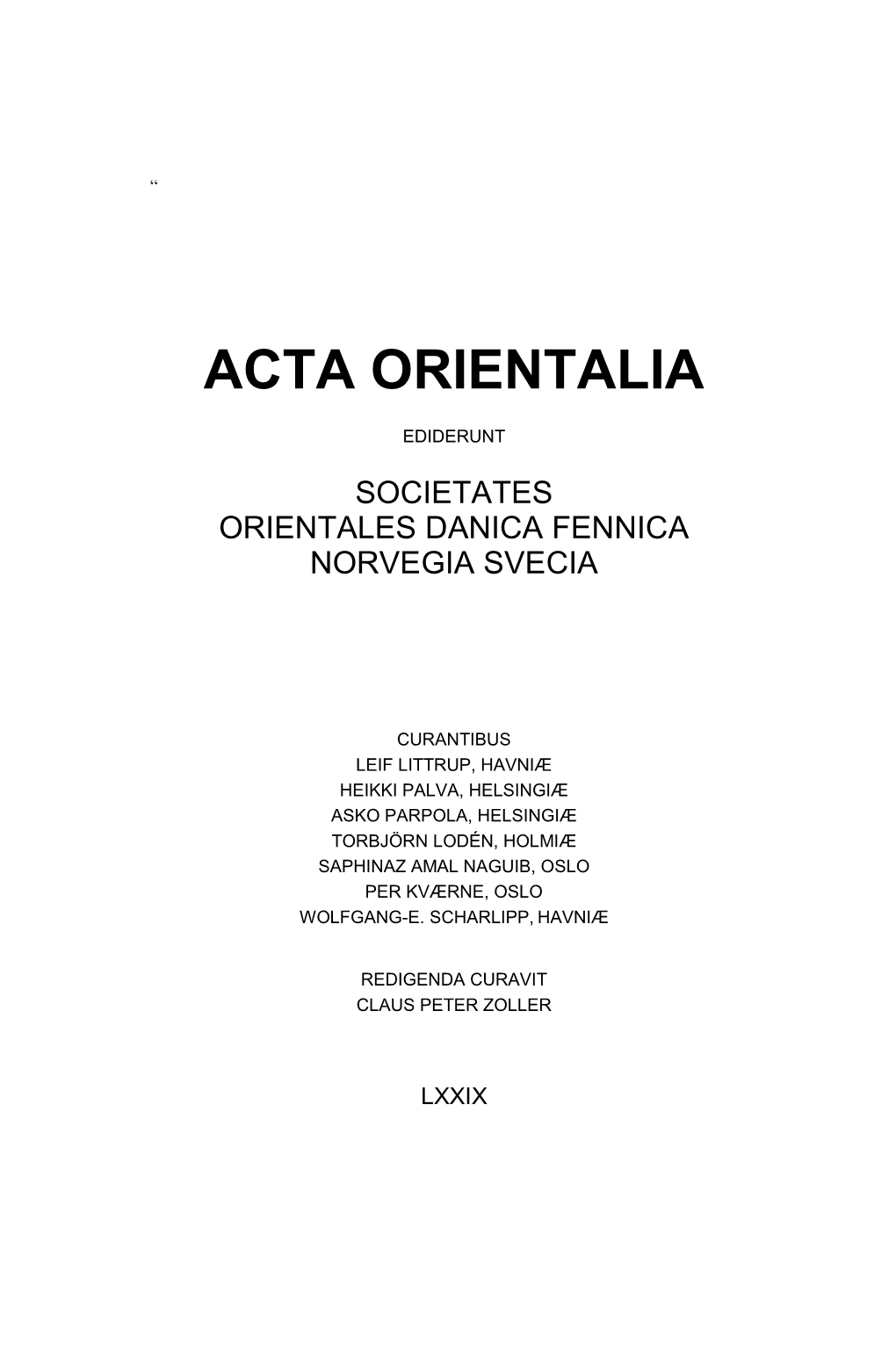 Acta Orientalia