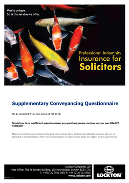 Supplementary Conveyancing Questionnaire