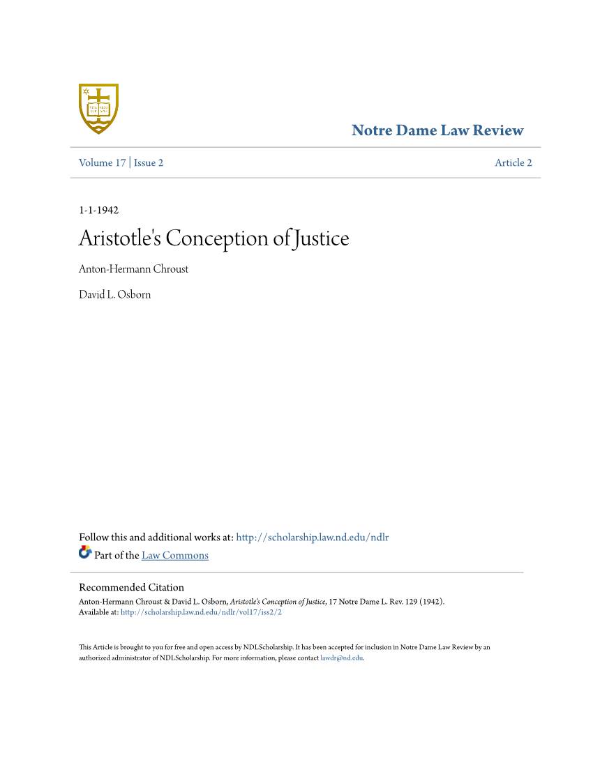 Aristotle's Conception of Justice Anton-Hermann Chroust