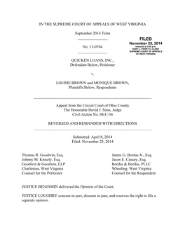 Quicken Loans, Inc. V. Lourie Brown and Monique Brown