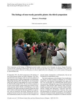 The Biology of Non-Weedy Parasitic Plants: the Third Symposium