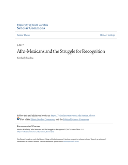 Afro-Mexicans and the Struggle for Recognition Kimberly Medina