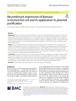 Recombinant Expression of Barnase in Escherichia Coli and Its