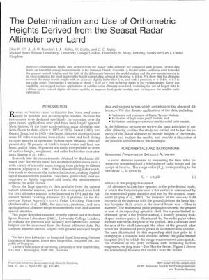 The Determination and Use of Orthometric Heights Derived from the Seasat Radar Altimeter Over Land Chua P