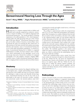 Sensorineural Hearing Loss Through the Ages David T