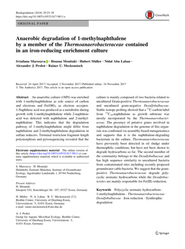 Anaerobic Degradation of 1-Methylnaphthalene by a Member of the Thermoanaerobacteraceae Contained in an Iron-Reducing Enrichment Culture