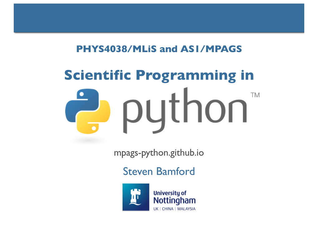 Scientific Programming in Python
