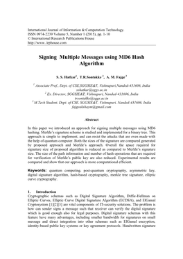 Signing Multiple Messages Using MD6 Hash Algorithm
