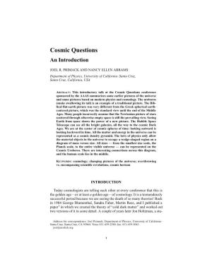 Cosmic Questions an Introduction