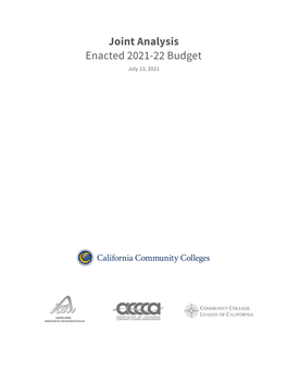 Joint Analysis Enacted 2021-22 Budget July 13, 2021