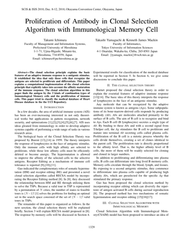 Proliferation of Antibody in Clonal Selection Algorithm with Immunological Memory Cell