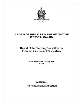 A Study of the Crisis in the Automotive Sector in Canada