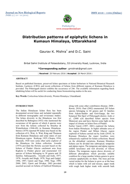 Distribution Patterns of Epiphytic Lichens in Kumaun Himalaya, Uttarakhand