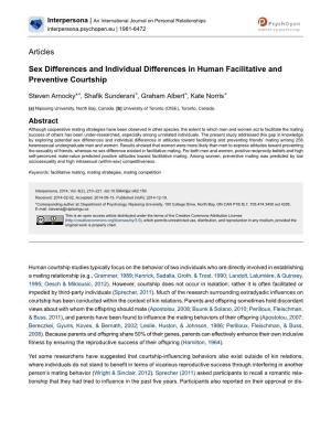 Sex Differences and Individual Differences in Human Facilitative and Preventive Courtship