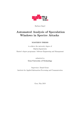 Automated Analysis of Speculation Windows in Spectre Attacks