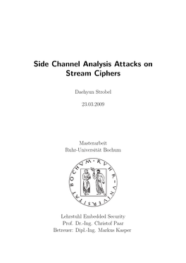 Side Channel Analysis Attacks on Stream Ciphers