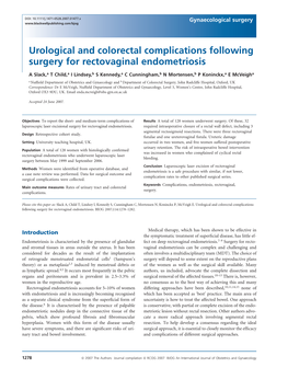 Urological and Colorectal Complications Following Surgery for Rectovaginal Endometriosis