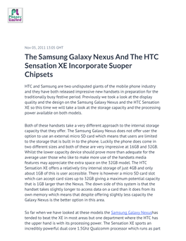 The Samsung Galaxy Nexus and the HTC Sensation XE Incorporate Suoper Chipsets