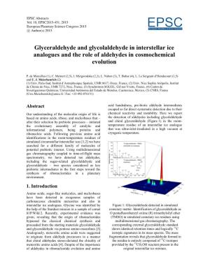 Glyceraldehyde and Glycolaldehyde in Interstellar Ice Analogues and the Role of Aldehydes in Cosmochemical Evolution