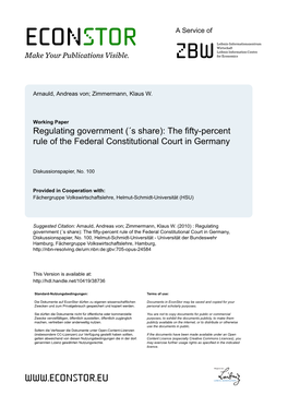 The Fifty-Percent Rule of the Federal Constitutional Court in Germany