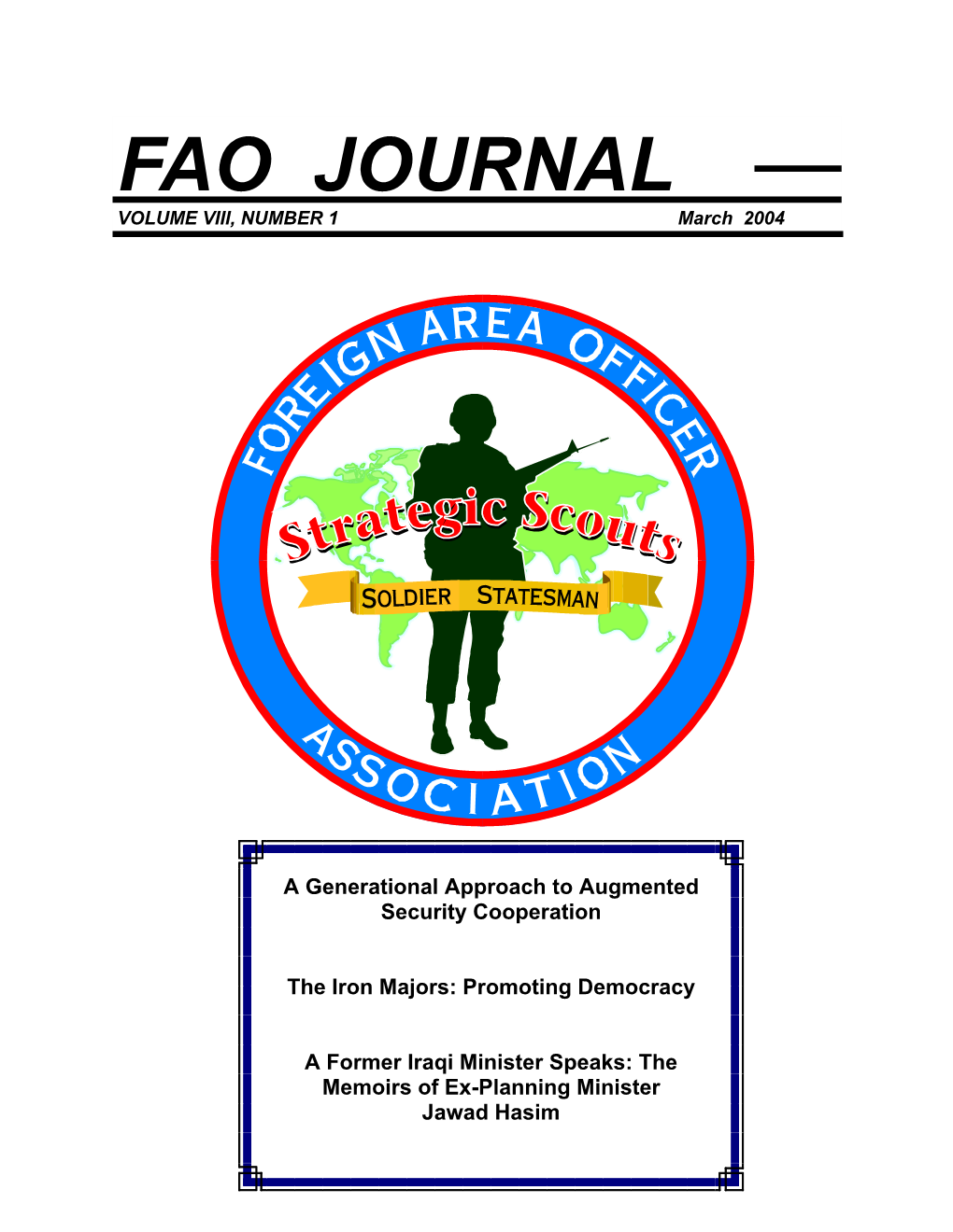 FAO JOURNAL VOLUME VIII, NUMBER 1 March 2004