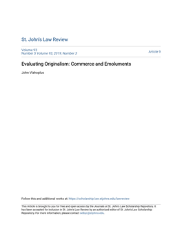 Evaluating Originalism: Commerce and Emoluments
