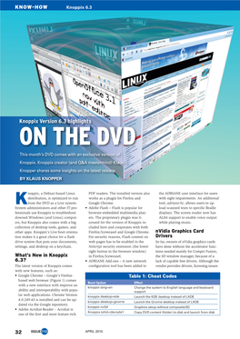 ON the DVD This Month’S DVD Comes with an Exclusive Version of Knoppix