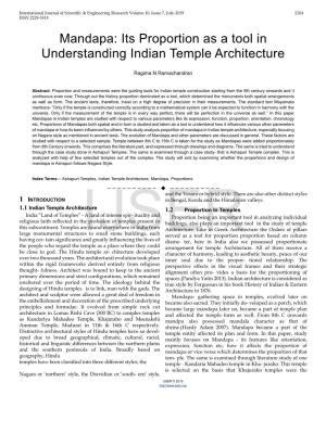 Mandapa: Its Proportion As a Tool in Understanding Indian Temple Architecture