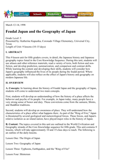 Feudal Japan and the Geography of Japan