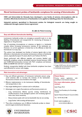 Novel Luminescent Probes of Lanthanide Complexes for Sensing of Biomolecules