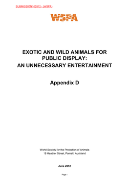 Exotic and Wild Animals for Public Display: an Unnecessary Entertainment