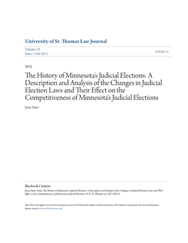 The History of Minnesota's Judicial Elections