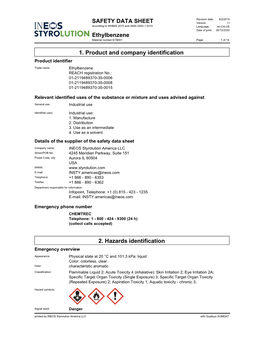 Sds Ethylbenzene Ineos Styrolution America