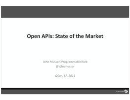 Open Apis: State of the Market