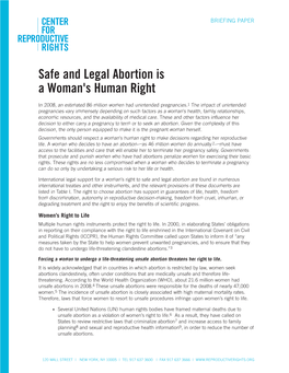 Safe and Legal Abortion Is a Woman's Human Right