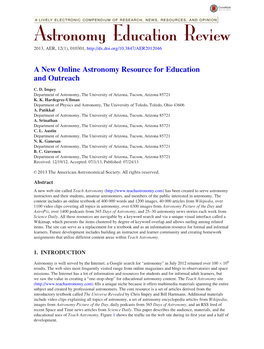 Astronomy Education Review 2013, AER, 12(1), 010301