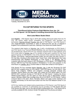 Fa Cup Returns to Fox Sports