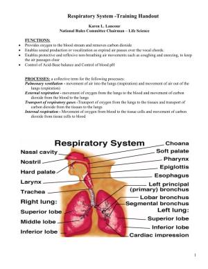 Respiratory System -Training Handout